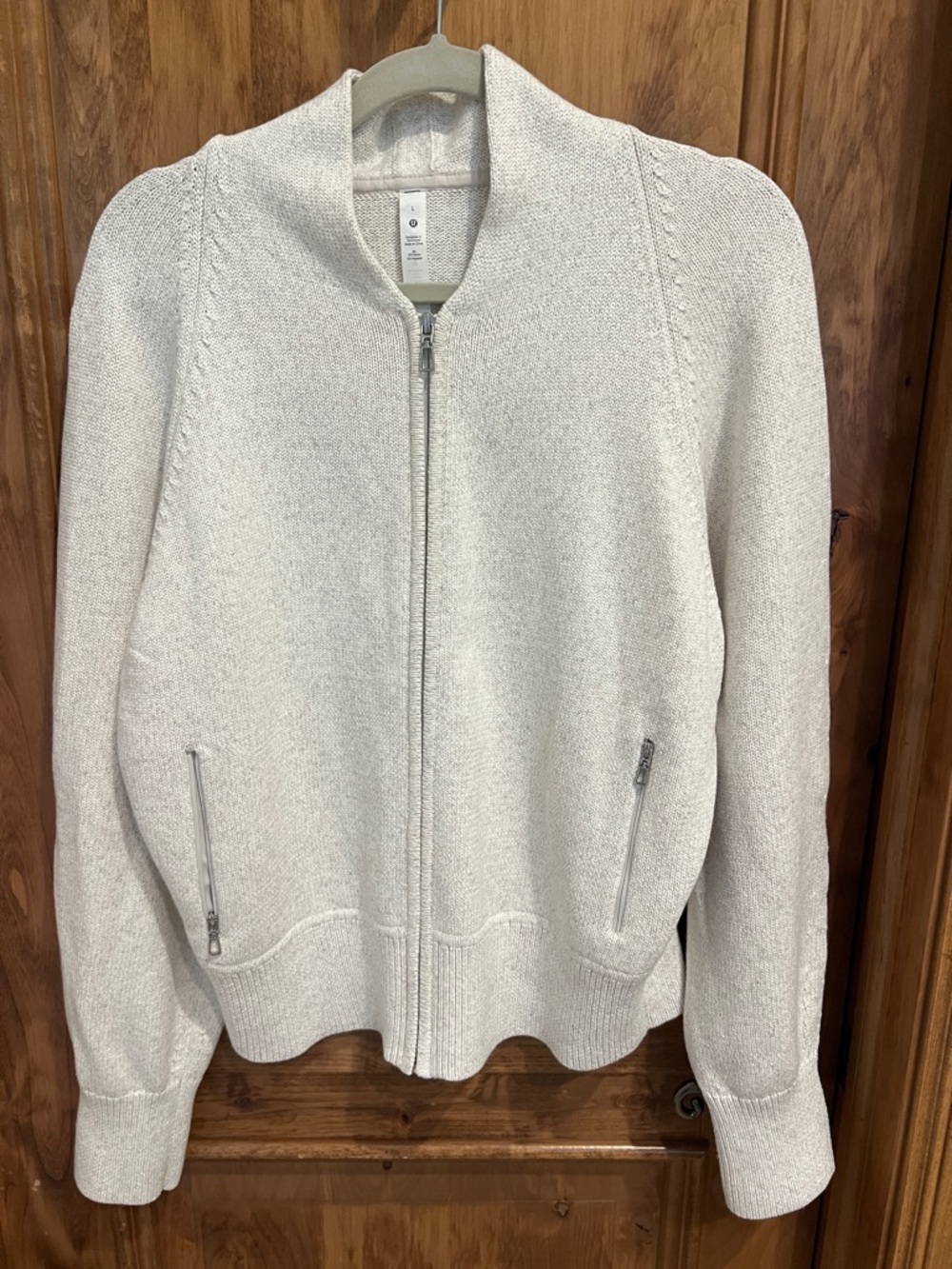 lululemon athletica Heathered Light Gray Zip Cardigan Sweater